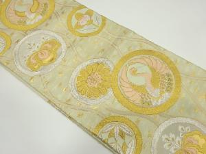 アンティーク　立涌に菊・桐模様織り出し袋帯（材料）